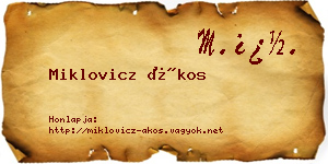 Miklovicz Ákos névjegykártya